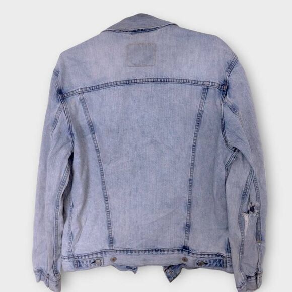 Levis Original Denim Light-Wash Slim Fit Trucker Button Jacket Faded‎ Distressed - Picture 3 of 15